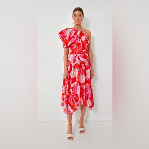 Farm Rio Red Dewdrop Floral Dress - Picture 1 of 5